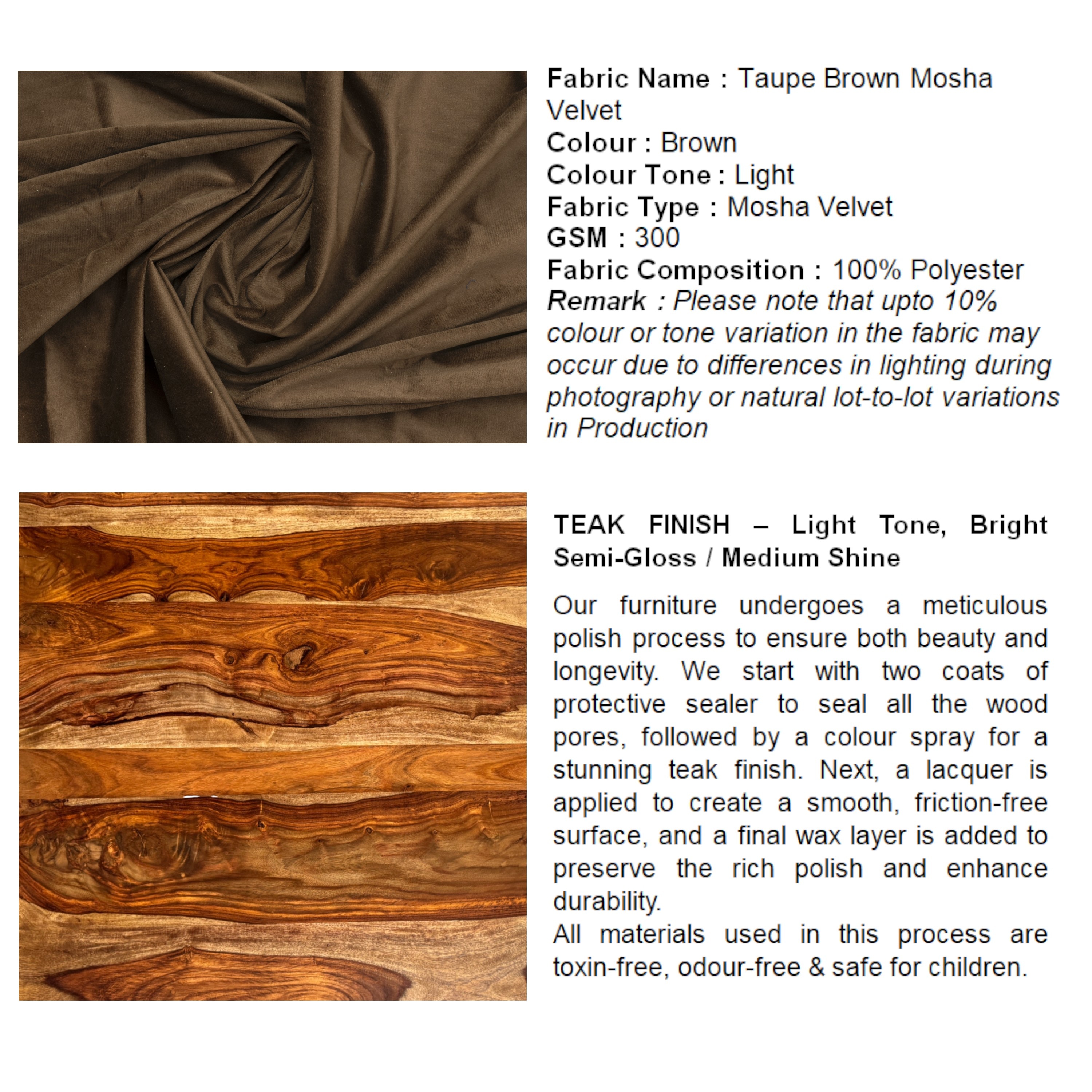 Cairo Sheesham Wood Accent 3+1+1 Seater Bench Set With 2 Stools In Taupe Brown Velvet