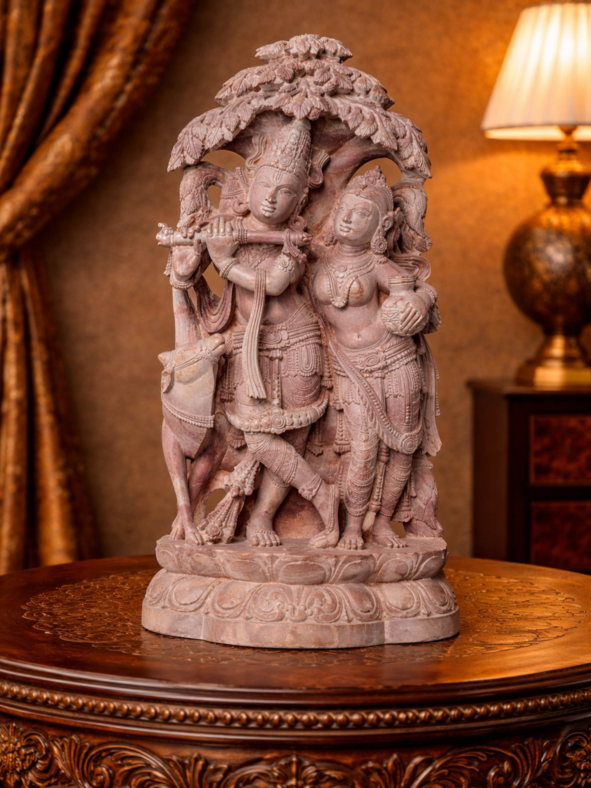 Stone Carved Radha Krishna Idol