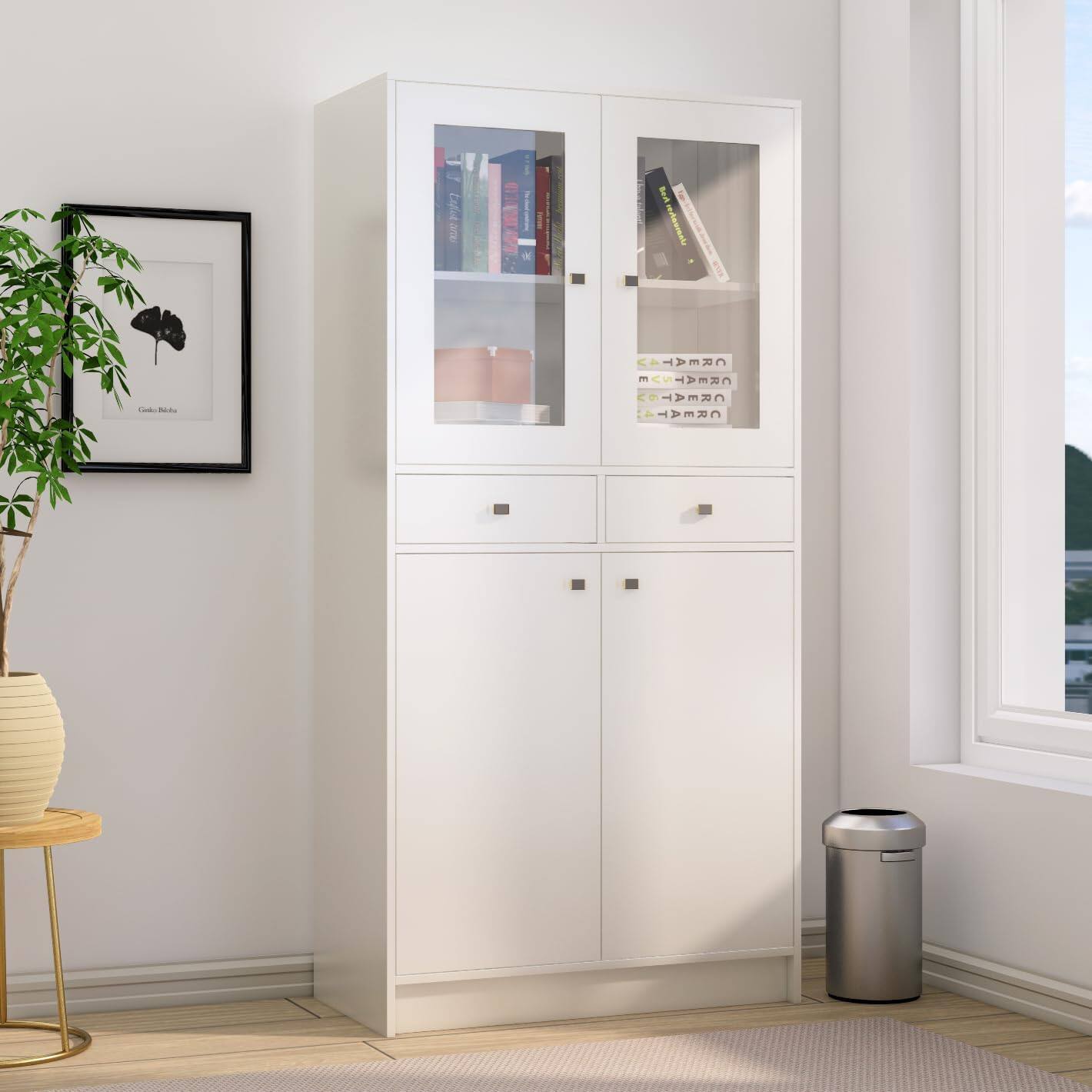 Hexa Engineered Wood Bookshelf Multipurpose Storage Rack in Frosty White Colour - HexaRed