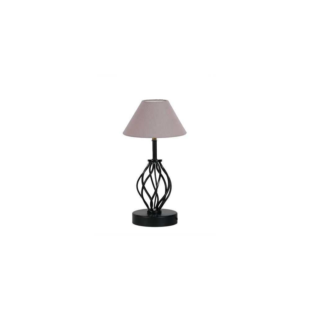 Lena Grey cotton Table lamp with Iron Base