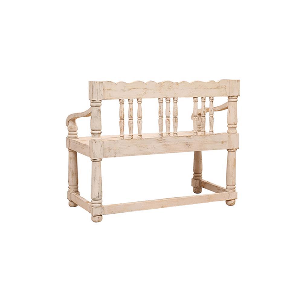 Avika Solid Wood Bench White Finish