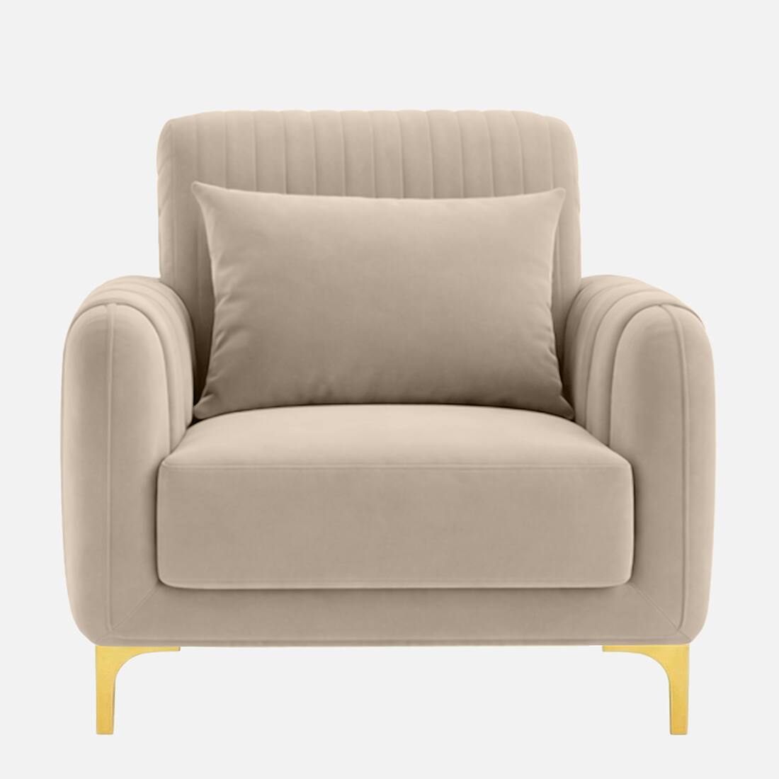 Monly Velvet 1 Seater Sofa Cream Color - Home Lifestylez