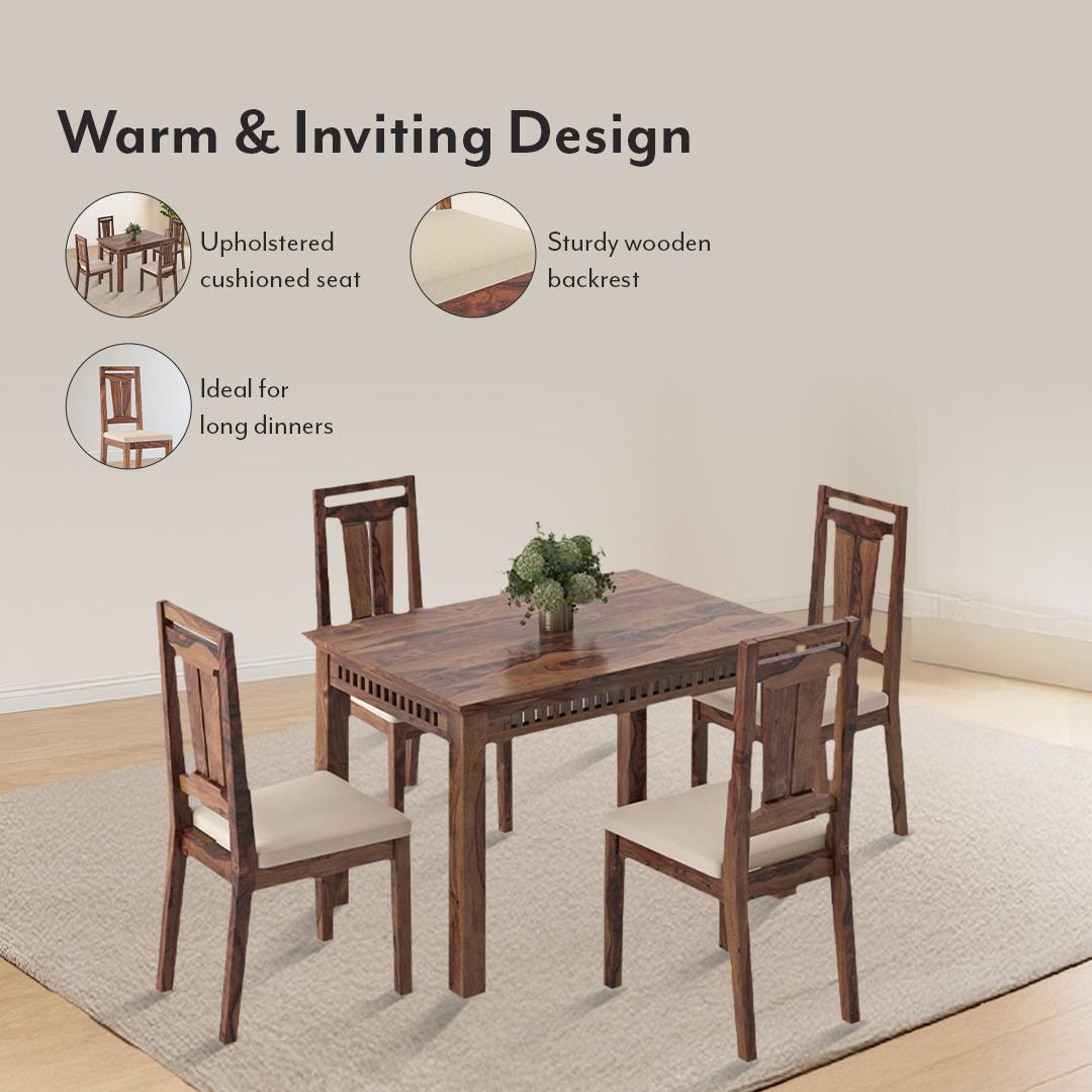 Martha Solid Wood Dining Chair Set Of 2 In Teak Finish