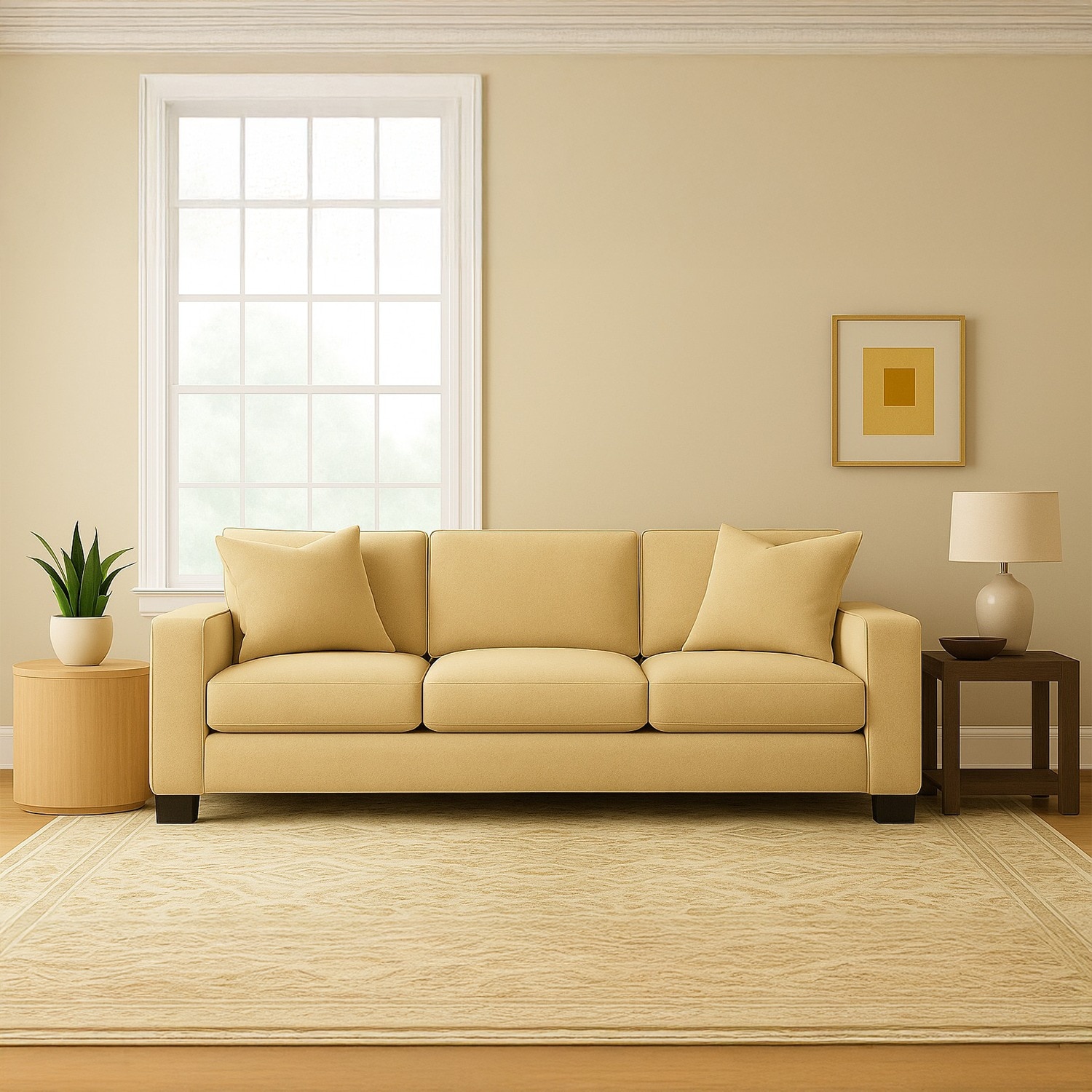 Lawson 3 Seater Sofa In Leatherette Cream Color - AIAN Enterprises