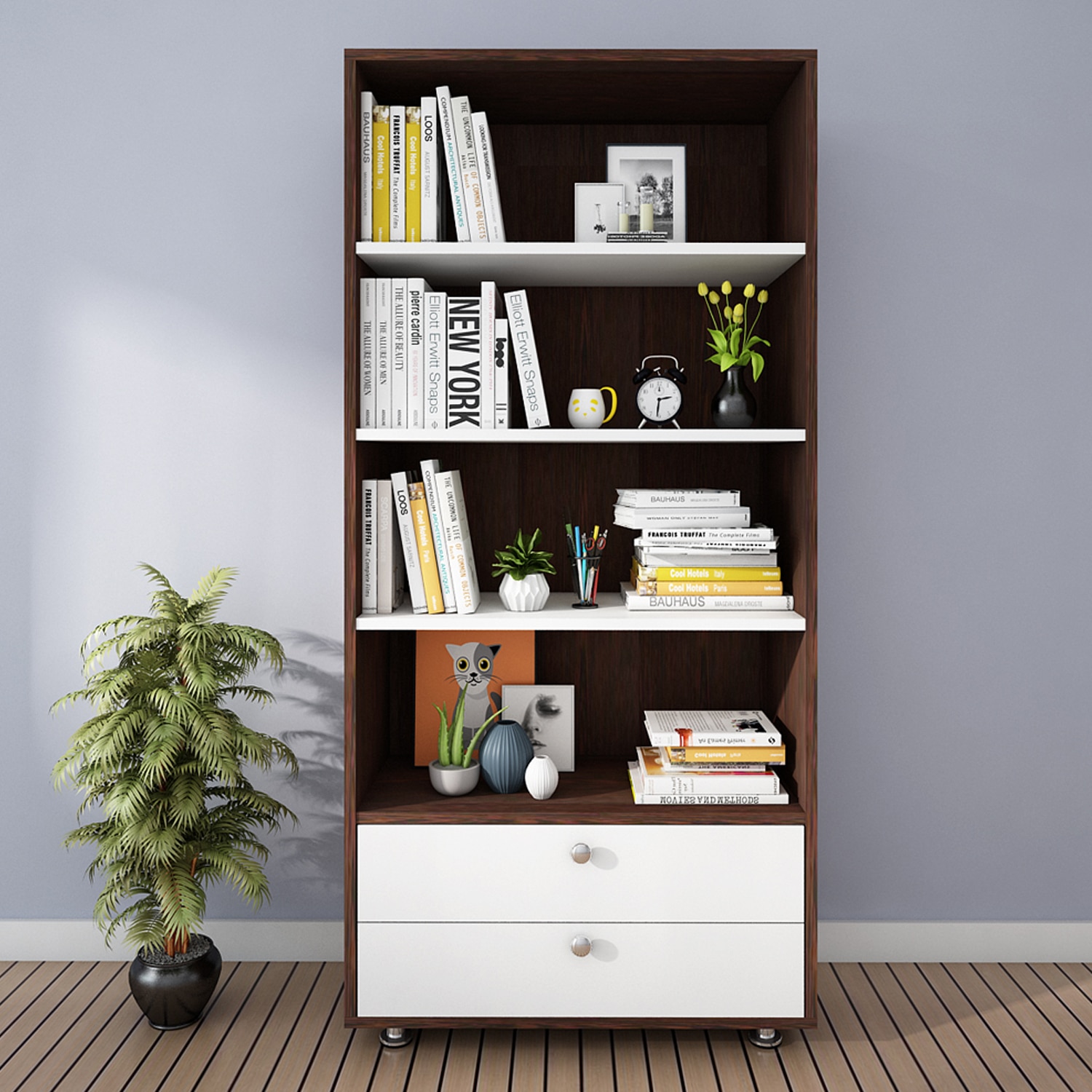 Lasker Bookcase Wenge And Frosty White - Woodbuzz