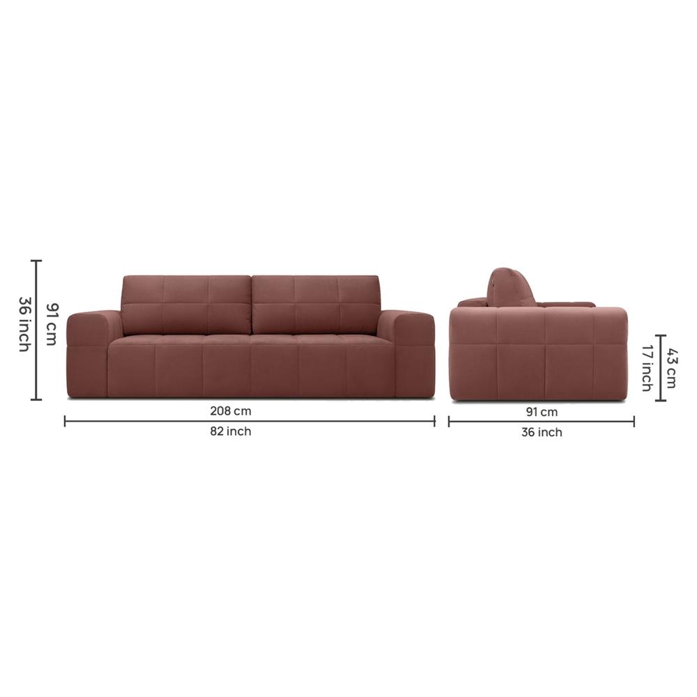 Riyab 3 Seater Fold Out Sofa Cum Bed In Pink Colour