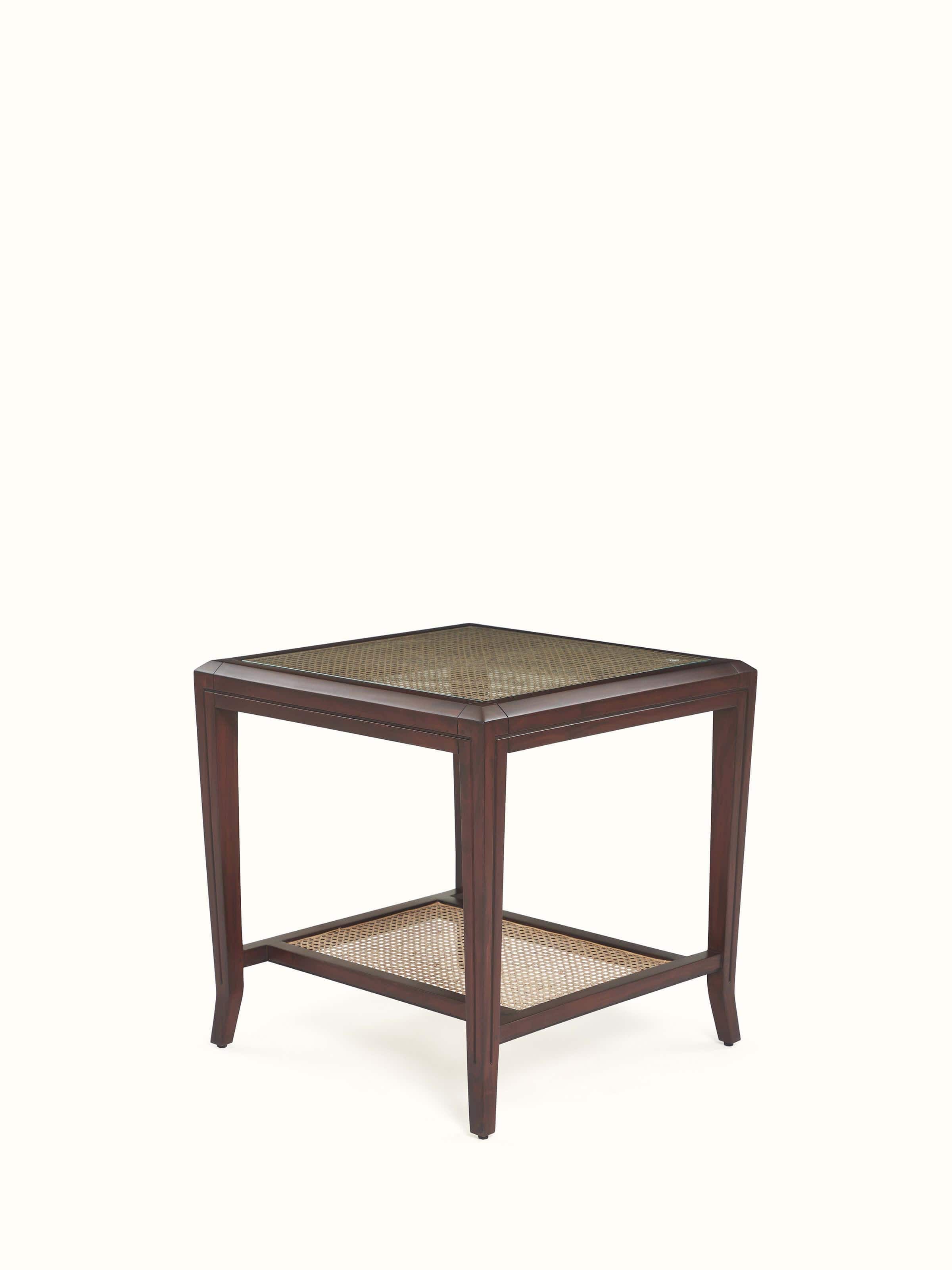 Back view of solid mahogany side table – rich wood tone and classic silhouette