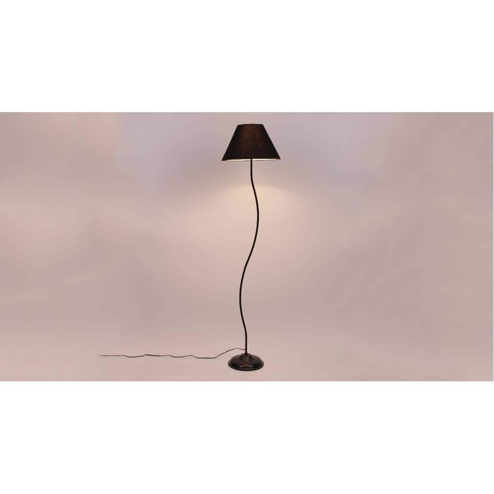 Lily Black Fabric Floor Lamp with Black Iron Base