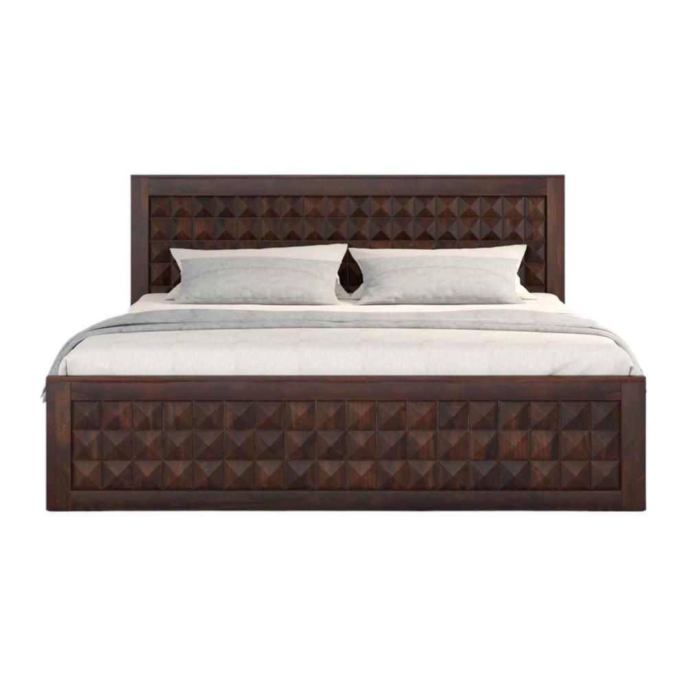 Keaton Sheesham Wood King Size Bed Box Storage Walnut Finish (72 x 78 inches)