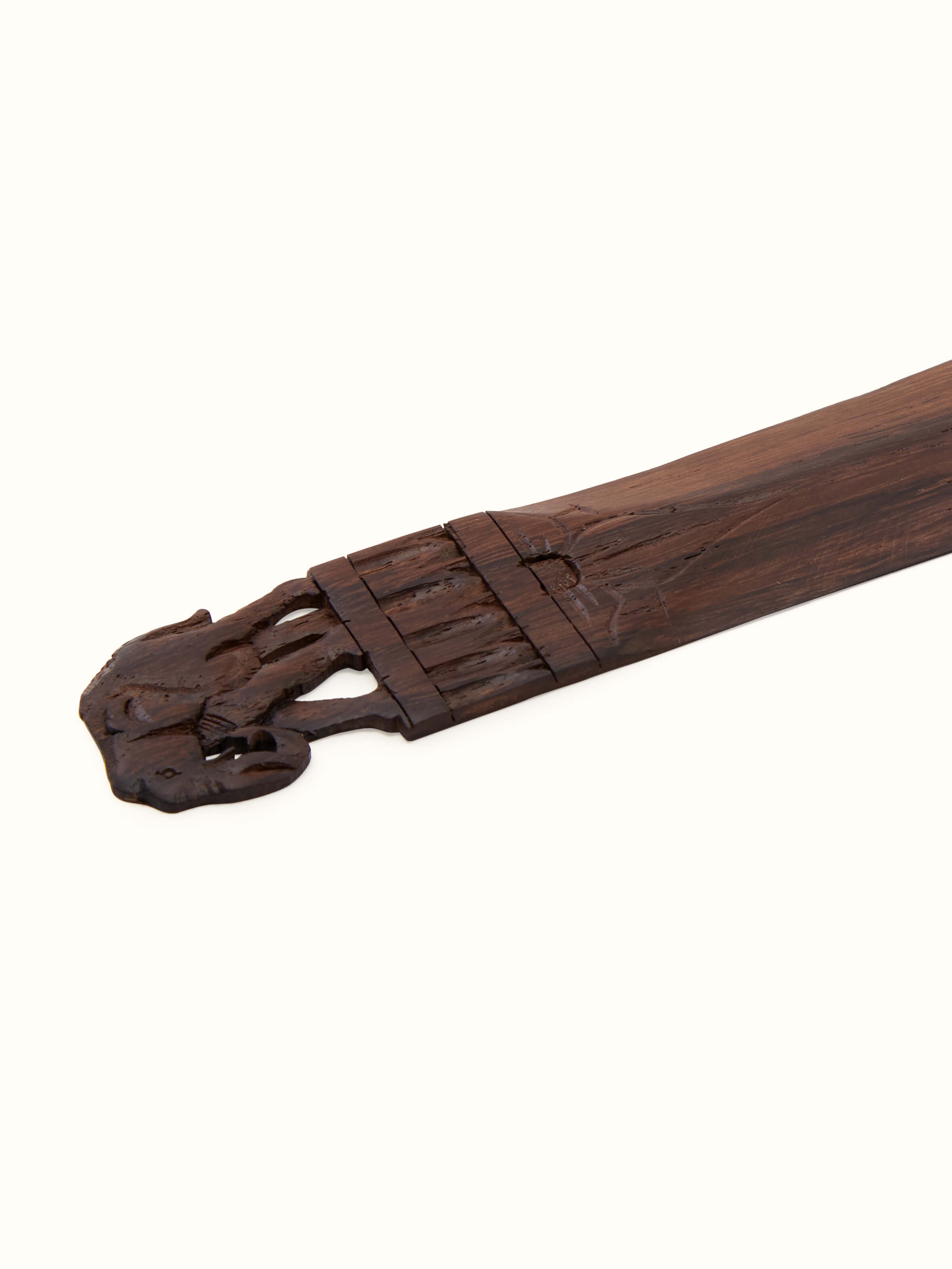 Detail shot of Carved Rosewood Elephant Paper Cutter