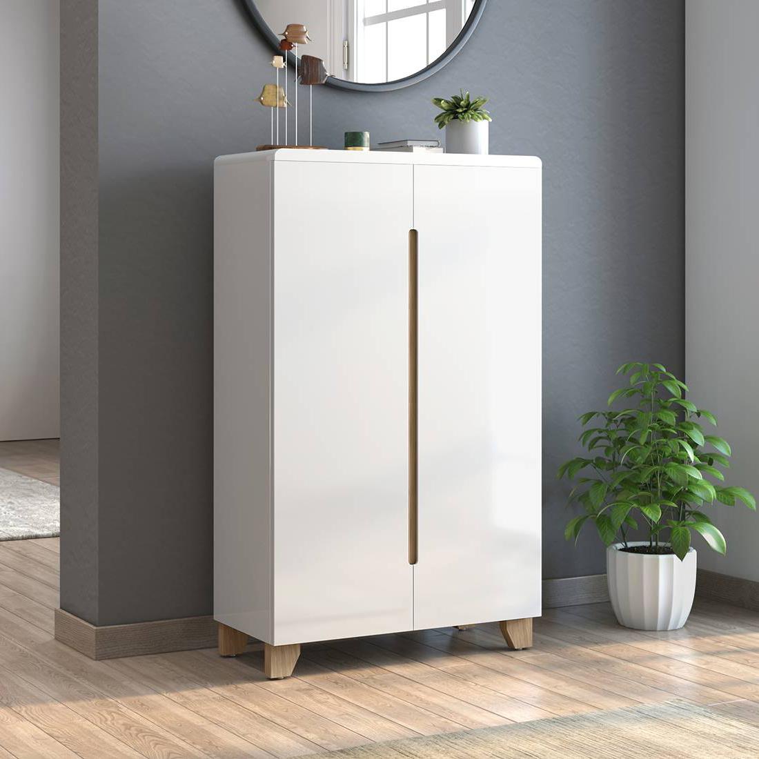 Oslo High Gloss 21 Pair Shoe Rack In White Finish