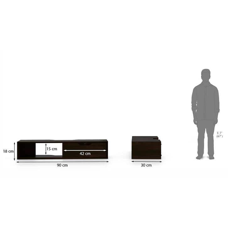 Sawyer Solid Wood Wall Mounted TV Unit in Mahogany Finish