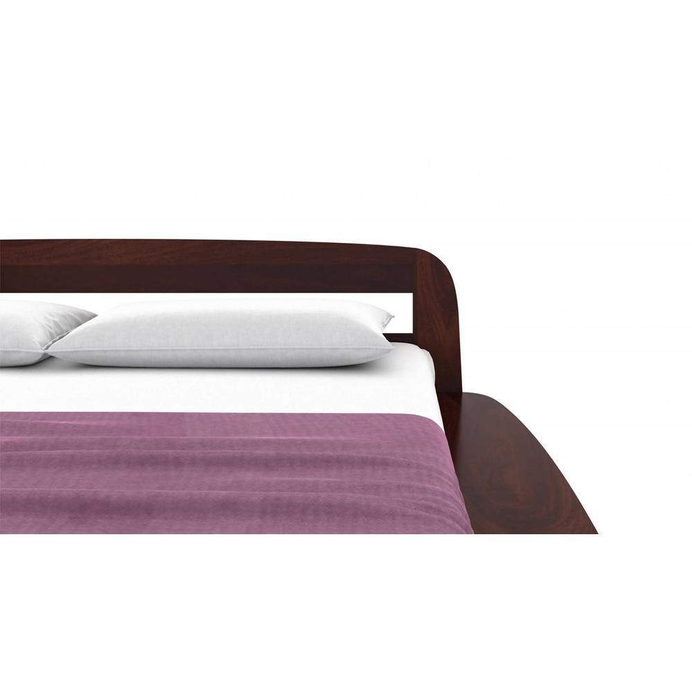 Bardot Solid Wood Queen Size Non Storage Bed In Walnut Finish
