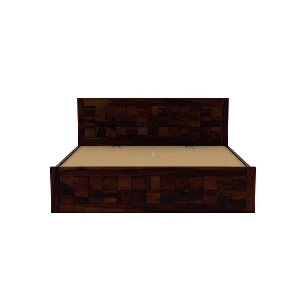 Brilliant Sheesham Wood Queen Size Bed Non Storage Bed Walnut Finish (60 x 78 inches)