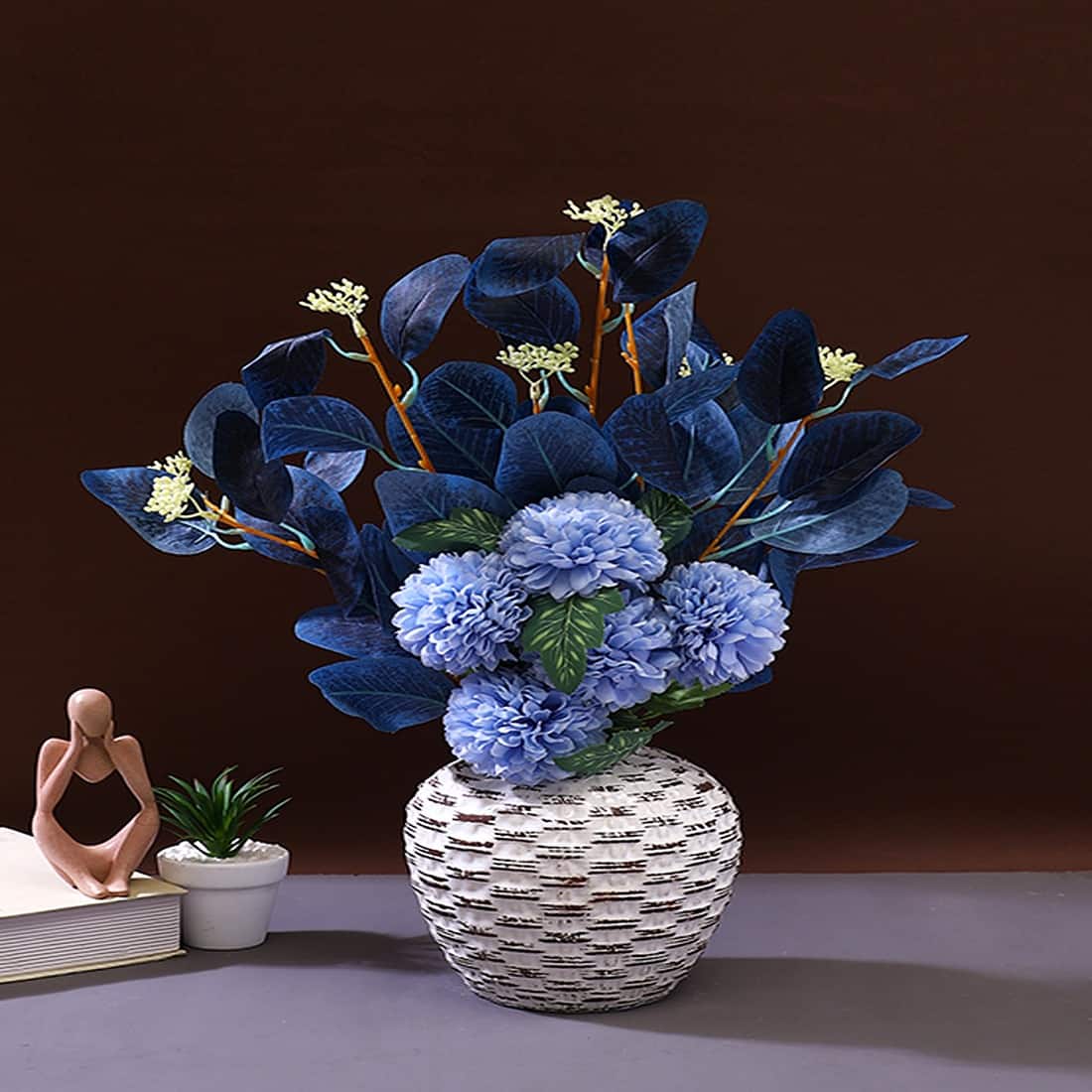 White Corrugated Pear shaped Ceramic Vase