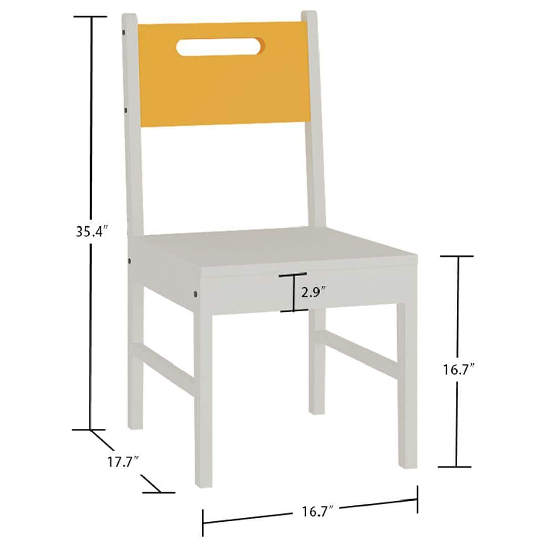 Celestia Kids Study Set with Desk Bookshelf and Wooden Chair in Mango Yellow Colour