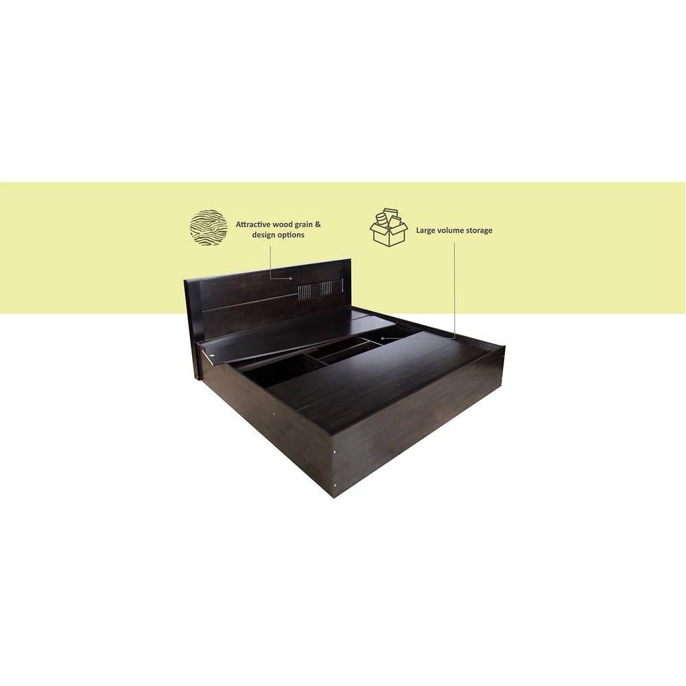 Aglaea Solid Wood King Size Drawer Storage Bed In Melamine Finish