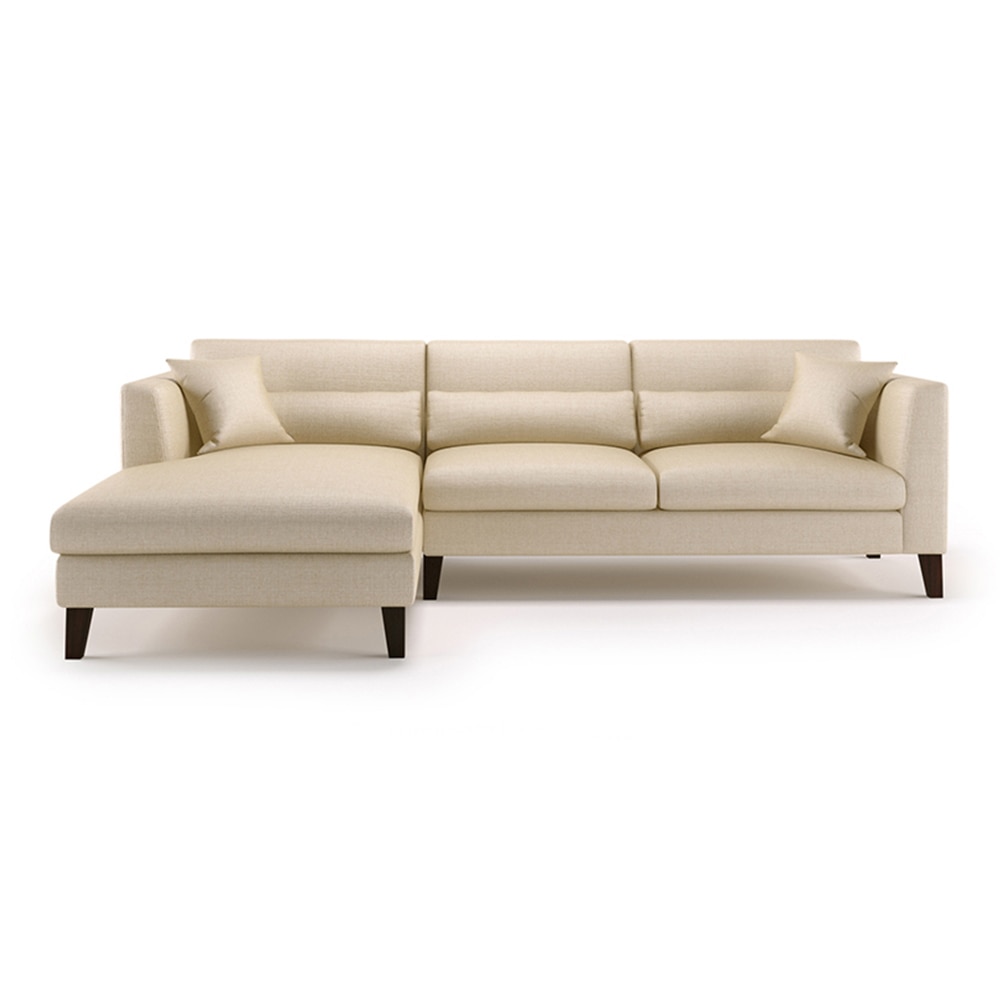 Lewis Sectional Sofa (Colour : Pearl, Cushion : Soft, Seater : Left Aligned 3 Seater + Left Aligned Chaise) - Urban Ladder