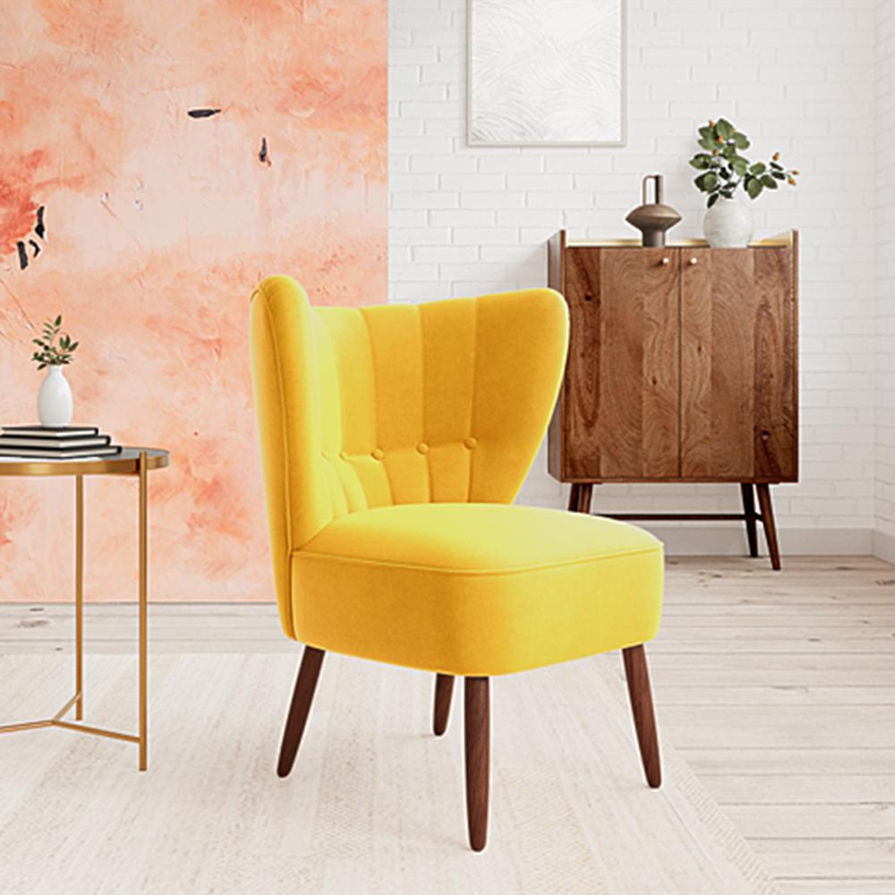 Fitz Accent chair Velvet in Yellow Color