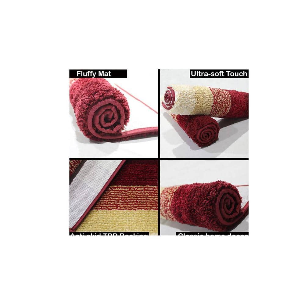 Lexi Maroon Solid Natural Fiber 24x16 inches Anti-Skid Bath Mat