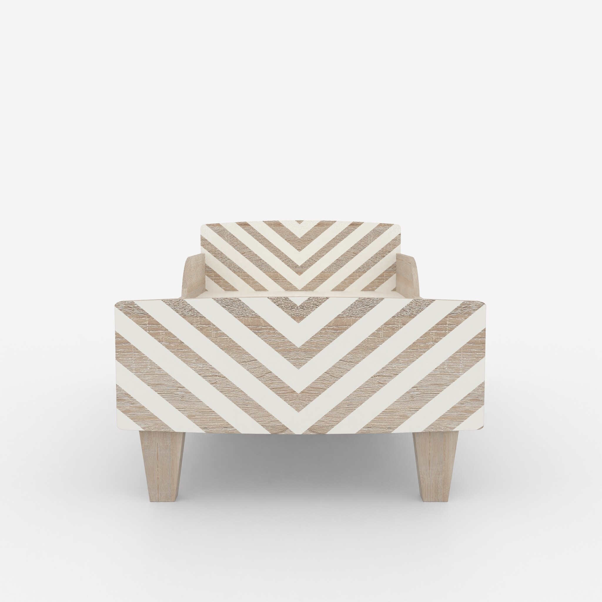 Minimalist Kids Toddler Bed in Oak and White Stripes