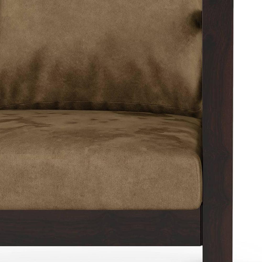 Alden 2 Seater Wooden Sofa (Peanut Brown Velvet)