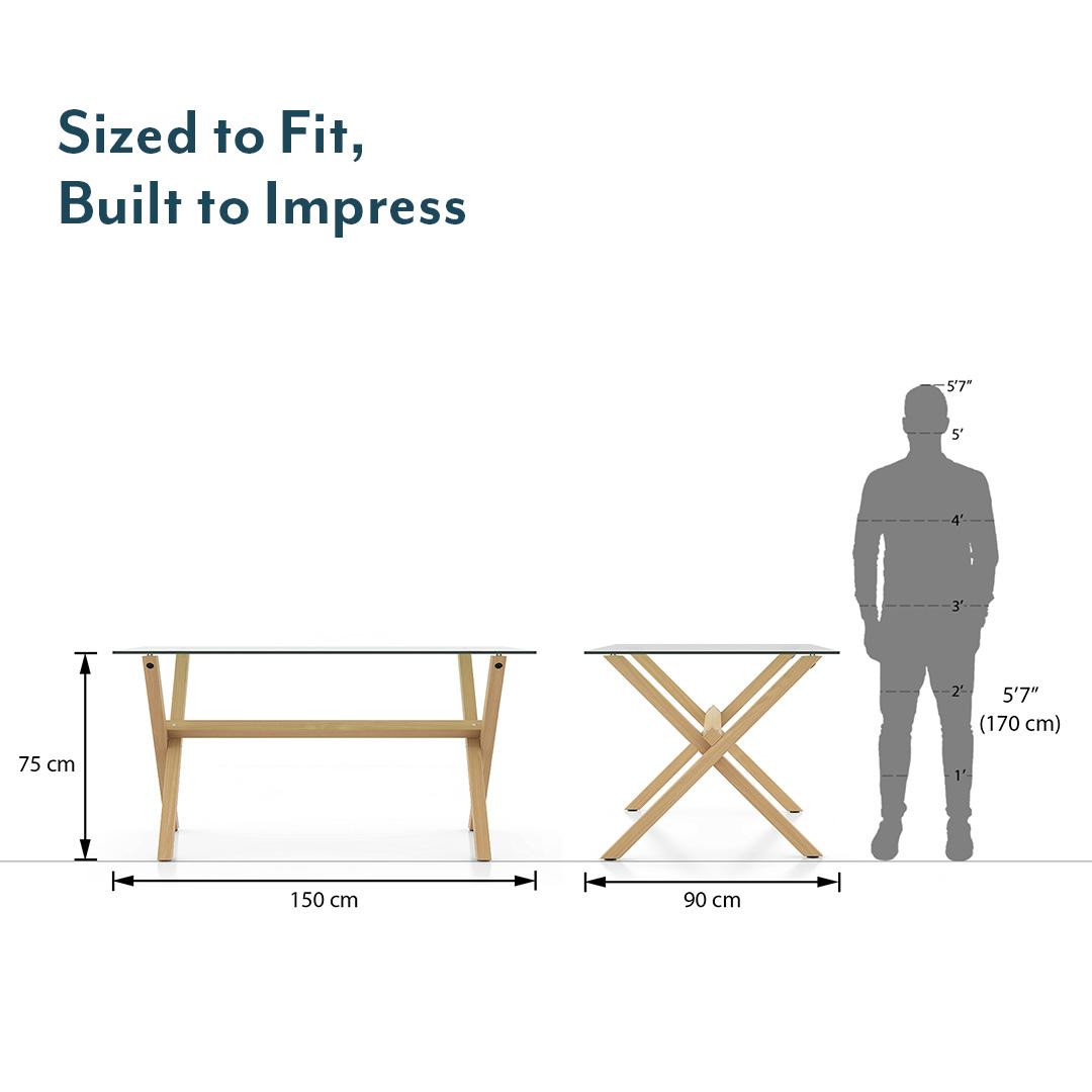 Nobu 6 Seater Glass Top Dining Table