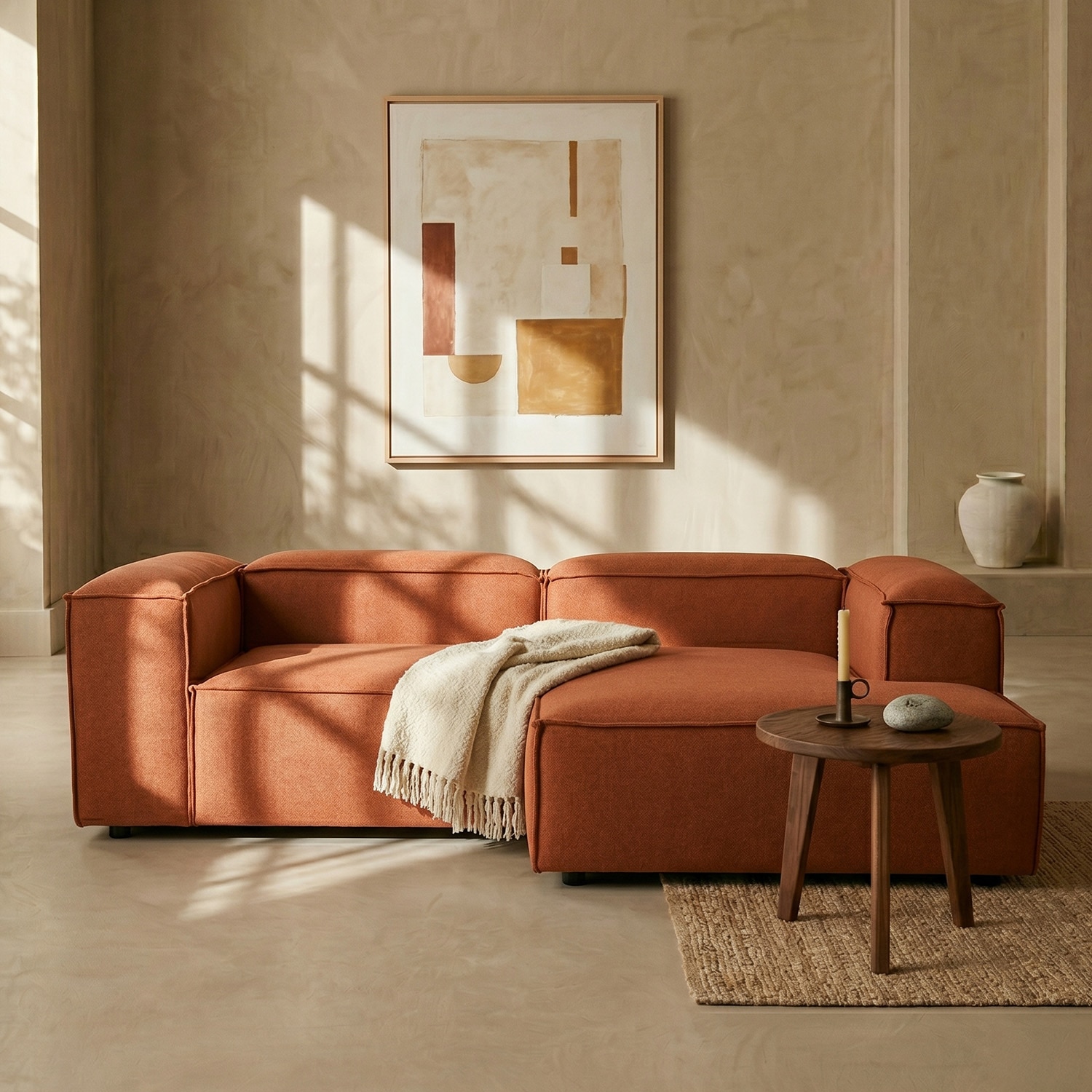 Elegantedge Wood Left Aligned 2-Seater With Upholstery Non Storage Sofa In Brown Colour - Nestroots