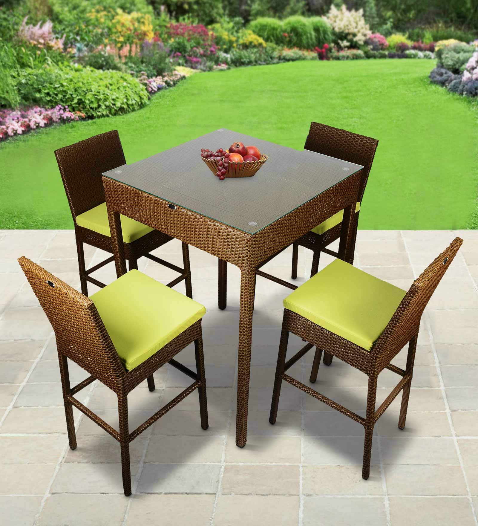 Albury Wicker Table And Chair Set In Brown Dual Tone Finish - Outkraft