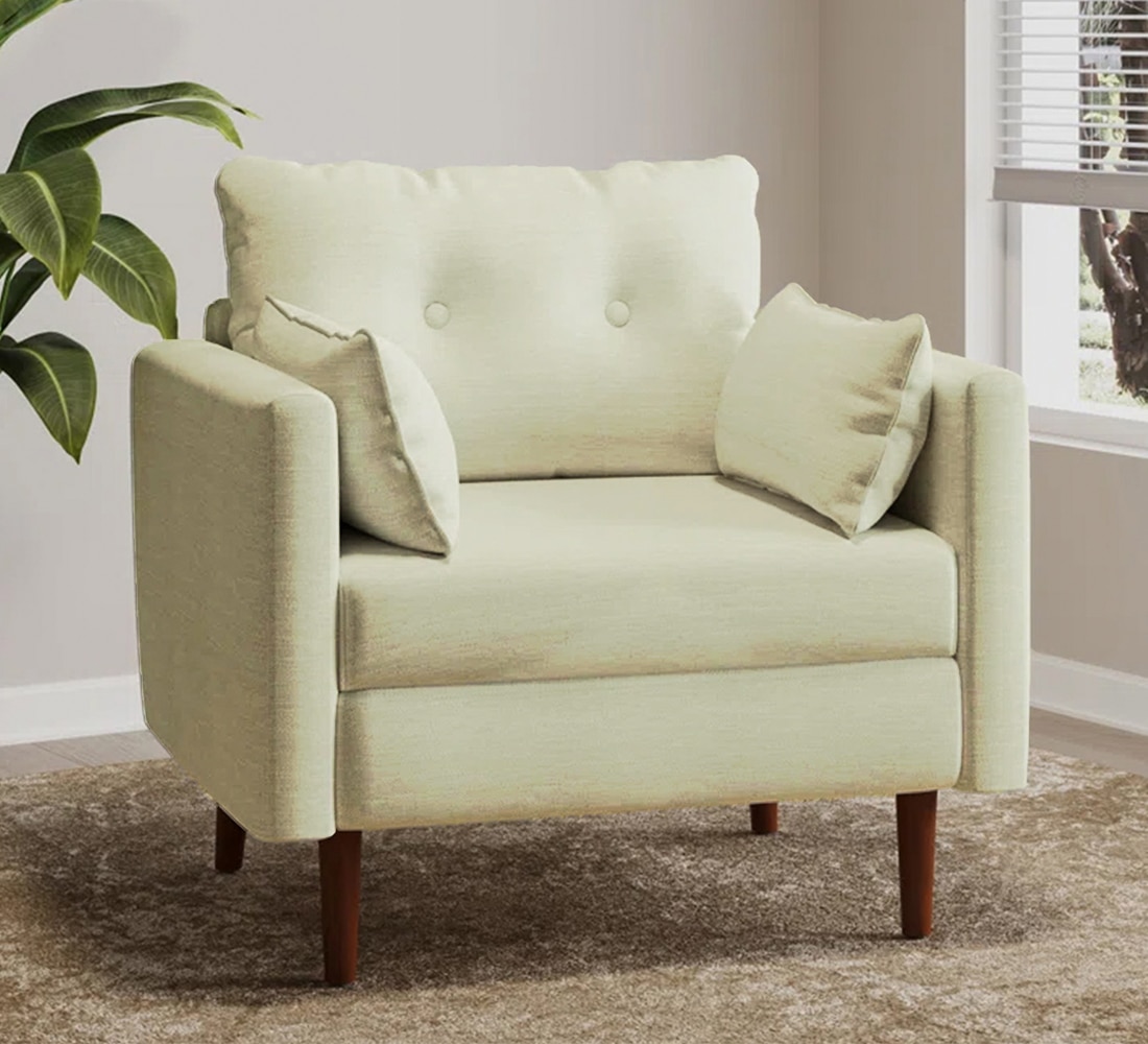 Arihana Fabric Arm Chair in Light Green Color - KURSIWALLAH