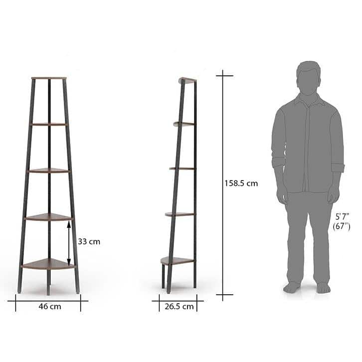 Wallace Engineered Wood Bookshelf in Wenge Finish