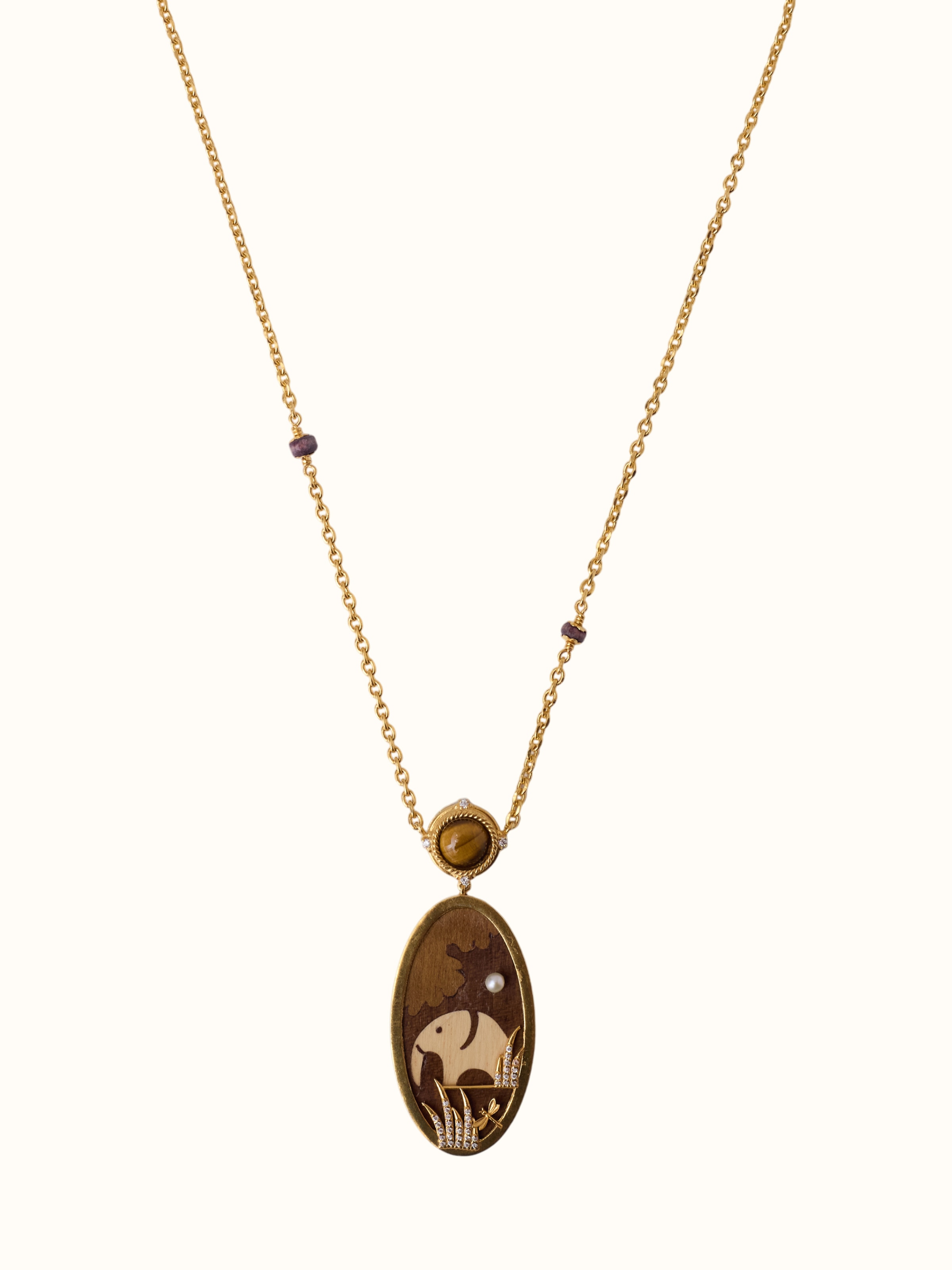 Rosewood Inlaid Silver Pendant & Chain
