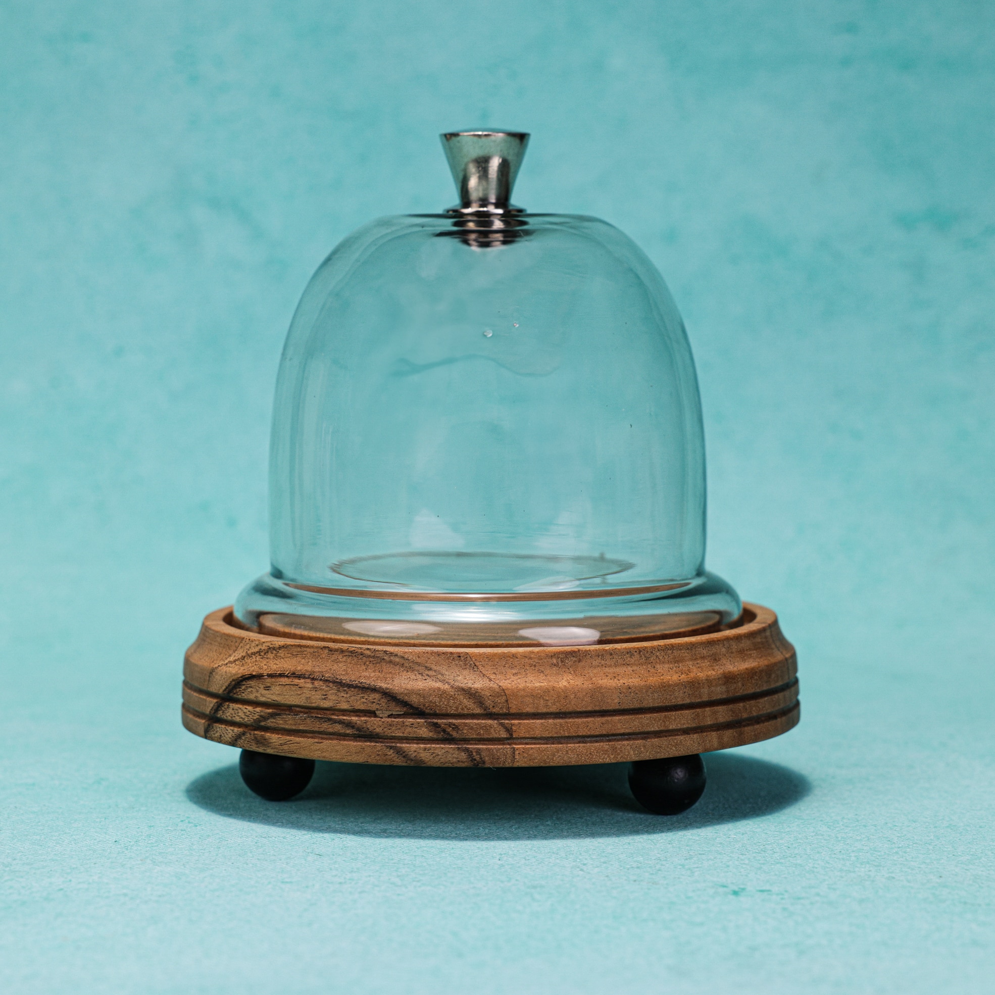 Ireka Homes Candy Glow Acacia Wood Cake Stand with Glass Dome - Ireka Homes