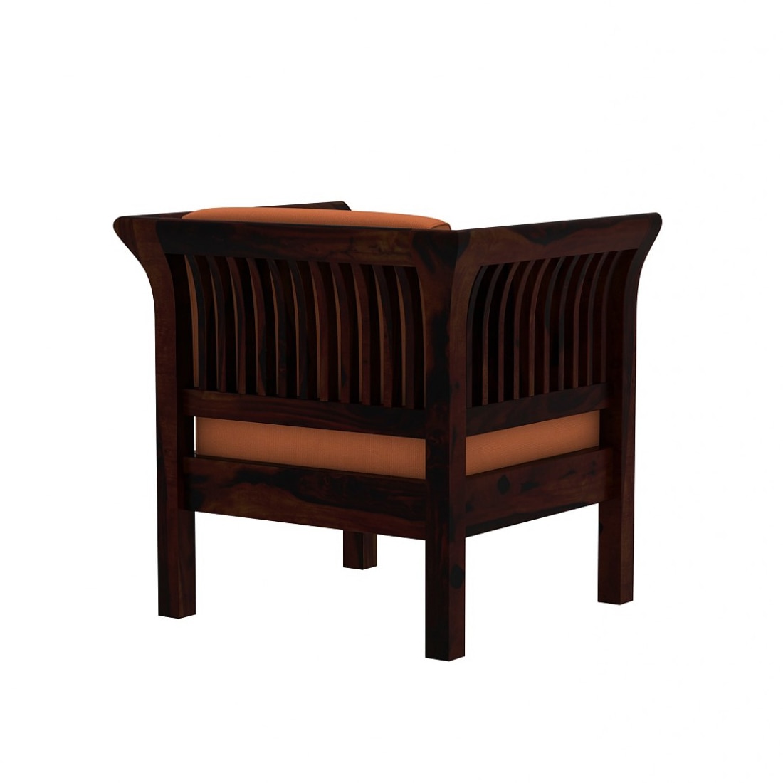 Haveli 2+1+1 Seater Wooden Sofa (Orange Colour, Walnut Finish)