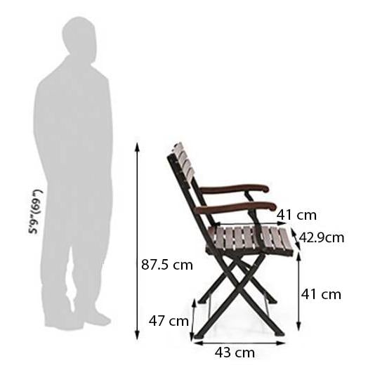 Masai Solid Wood Outdoor Arm Chair in Dark Teak Colour - Set of 1