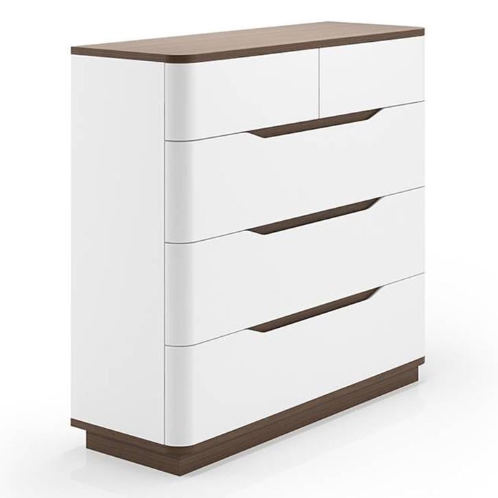 Baltoro Engineering Wood Chest of 5 Drawers in White Finish