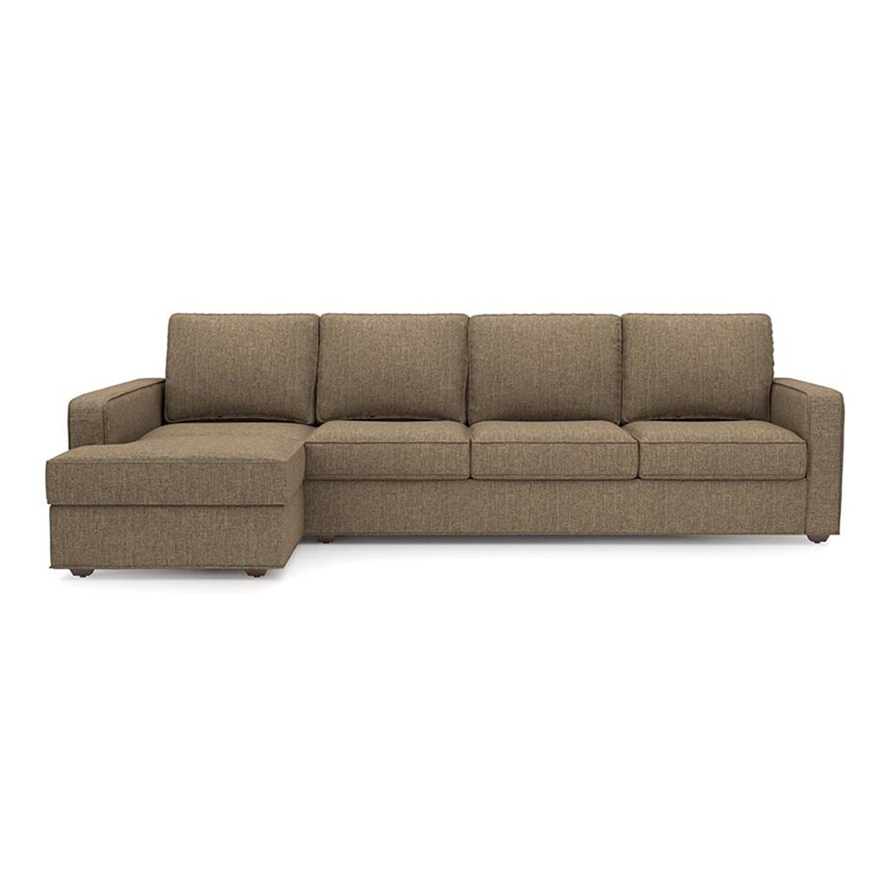 Apollo Compact Fabric Sectional Compact Sofa (Colour : Dune, Cushion : Hard, Back Type : Regular, Seating Capacity : Left Aligned 3 Seater + Left Aligned Chaise) - Urban Ladder