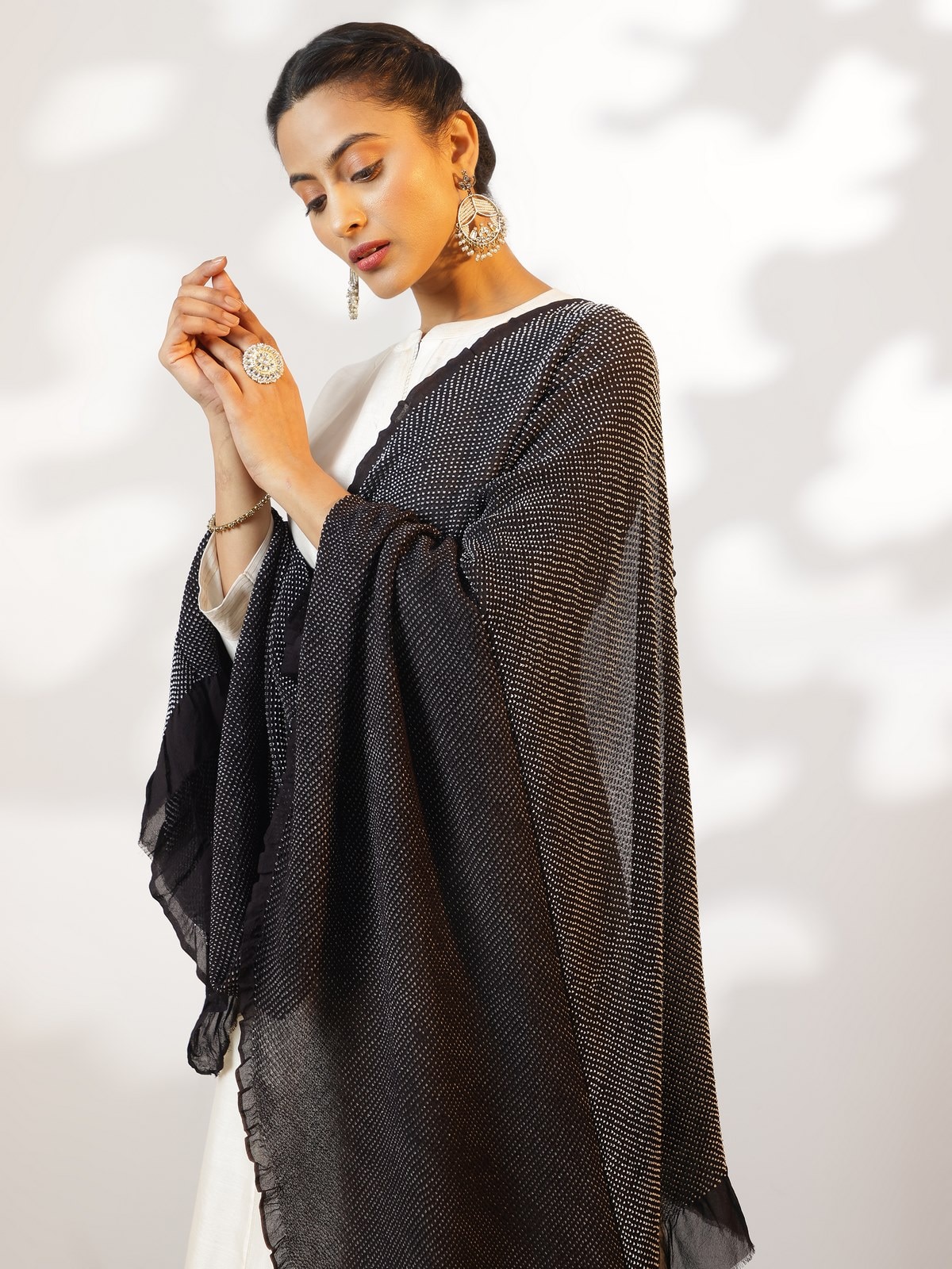 Blue Georgette Bandhani Tie & Dye Dupatta