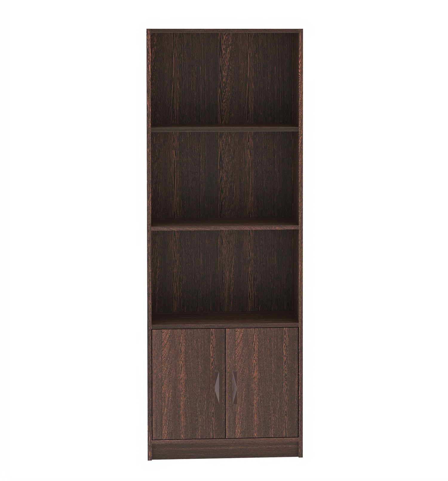BLUEWUD Seonn Engineered Wood Bookshelf Crockery Storage Cabinet, Book Rack Organizer with Shelves for D�cor Display & 2 Doors, Storage Unit for Office Library Home (Wenge, Without Drawer)
