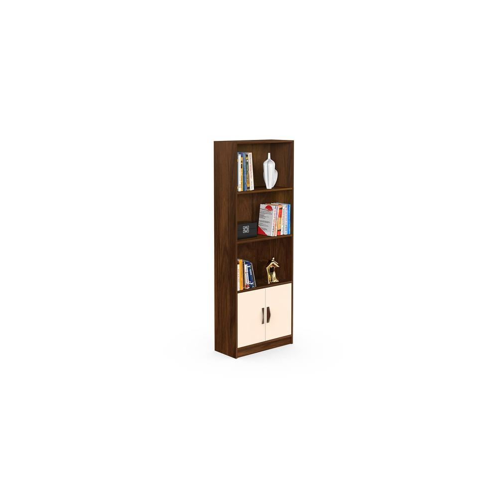Seonn Engineered Wood Bookshelf with Drawer and 2 Doors Cabinet Floor Standin in Maple & Beige
