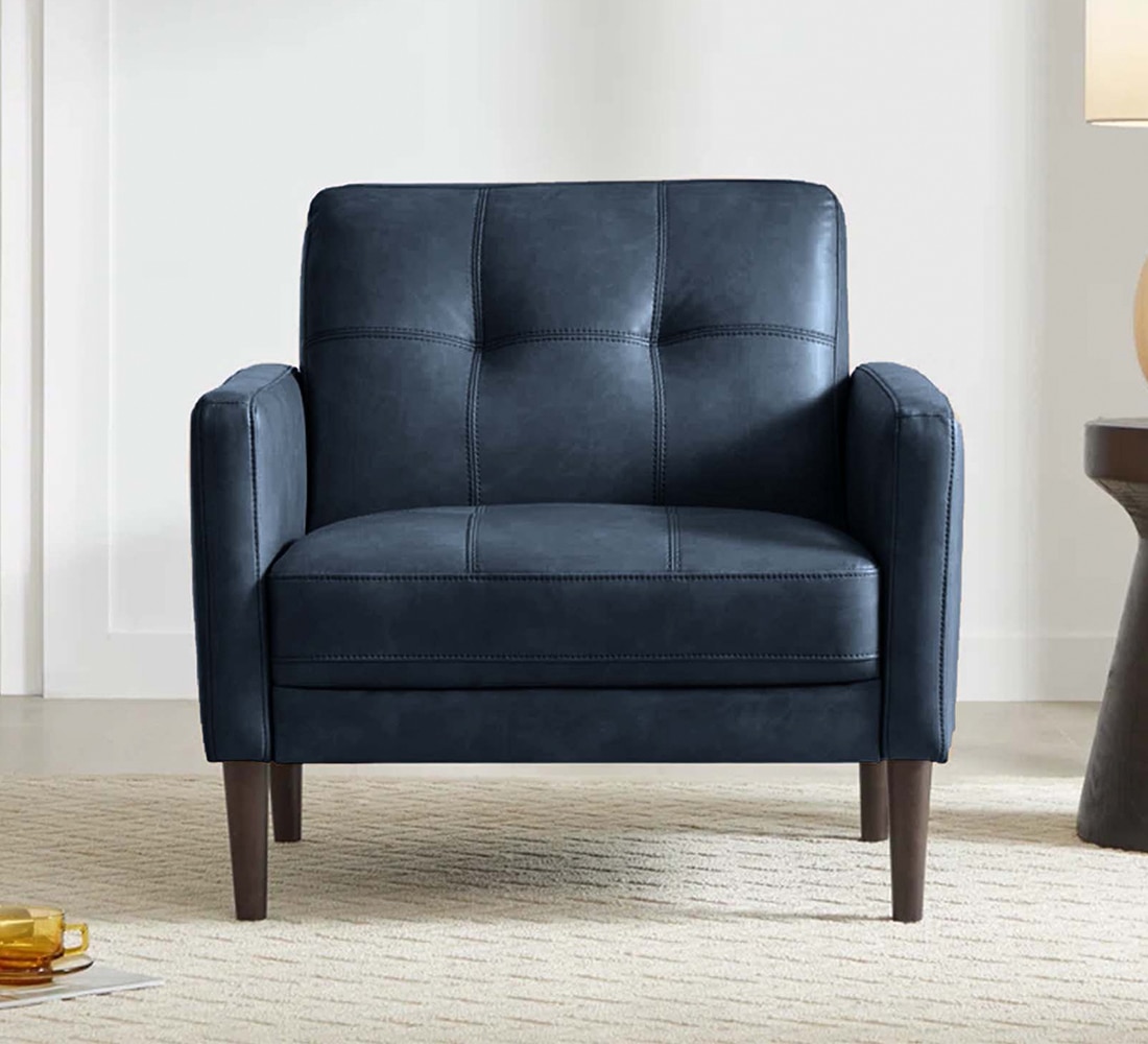 Clark PU Leather Armchair in Blue - KURSIWALLAH