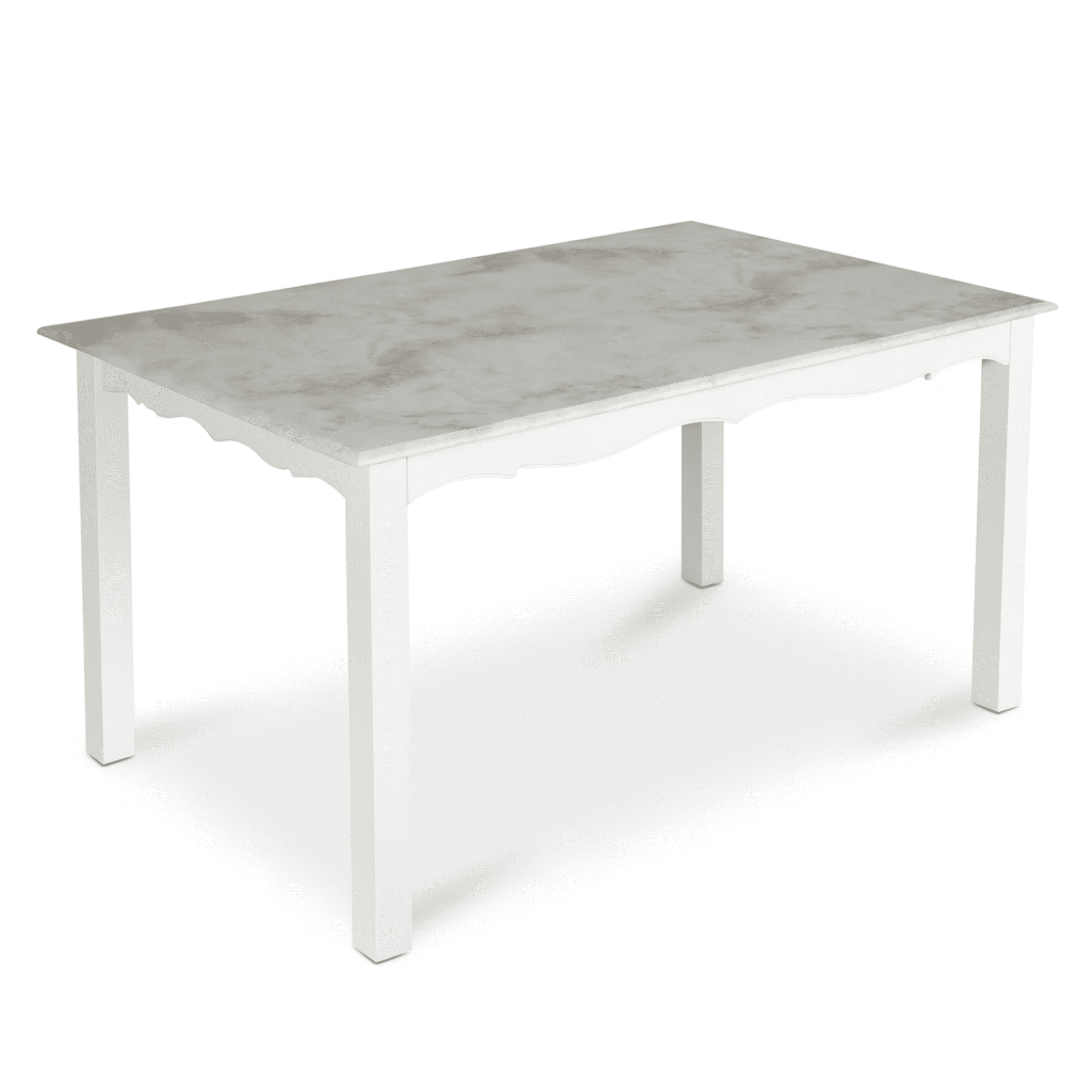 Globally Indian Compact Wooden Dining Table Set For 6 – White Painted Finish With Cushioned Seating