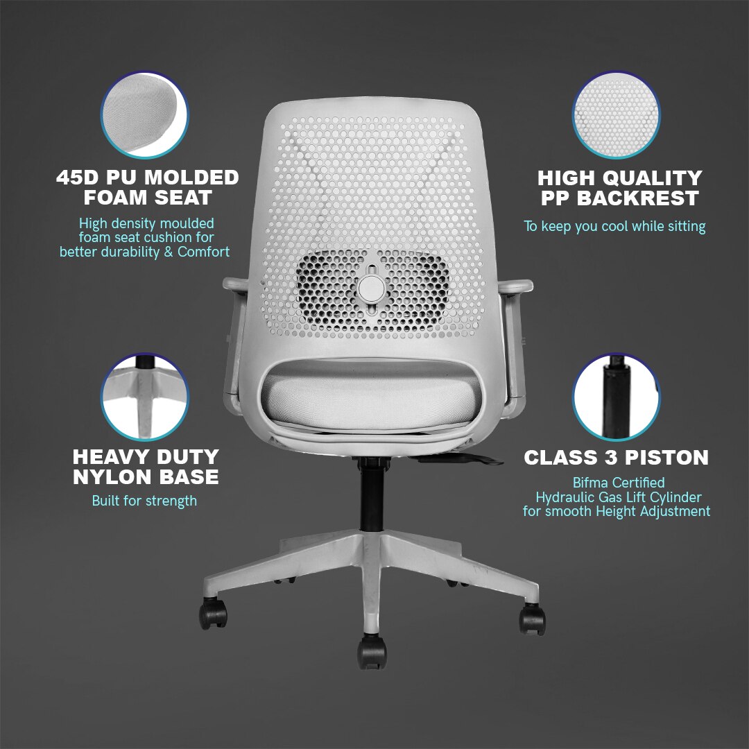 Celesta Mid Back Mesh Office Chair in Grey Colour