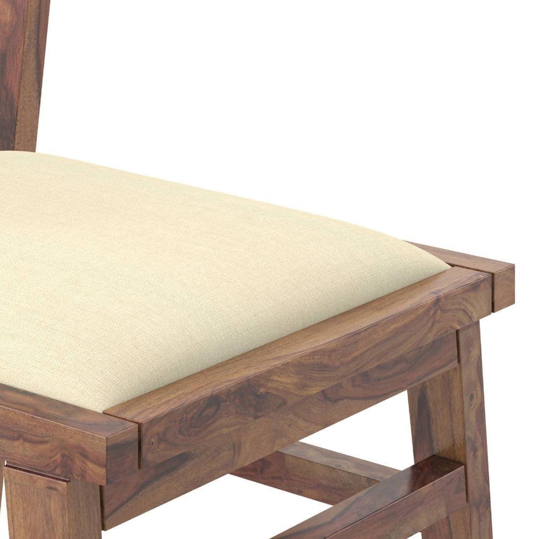 Arabia Leon Solid Wood 6 Seater Dining Table With Set Of 6 Chairs (Colour- Camilla Ivory, Finish- Teak)