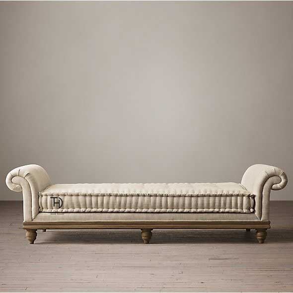 Ran Solid Wood Bench in Off White Finish