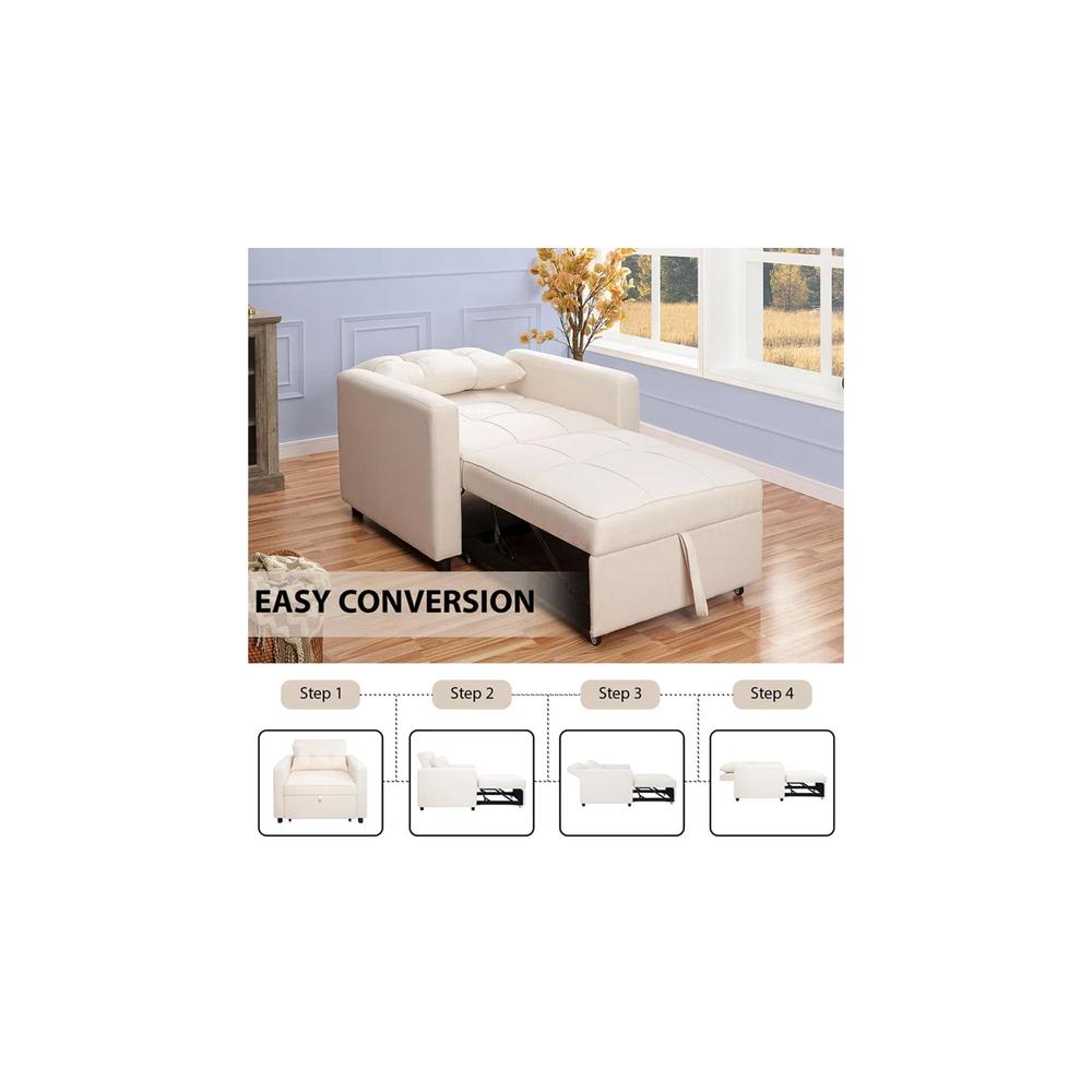 Gilbertson 1 Seater Sofa Cum Bed In Cream Color