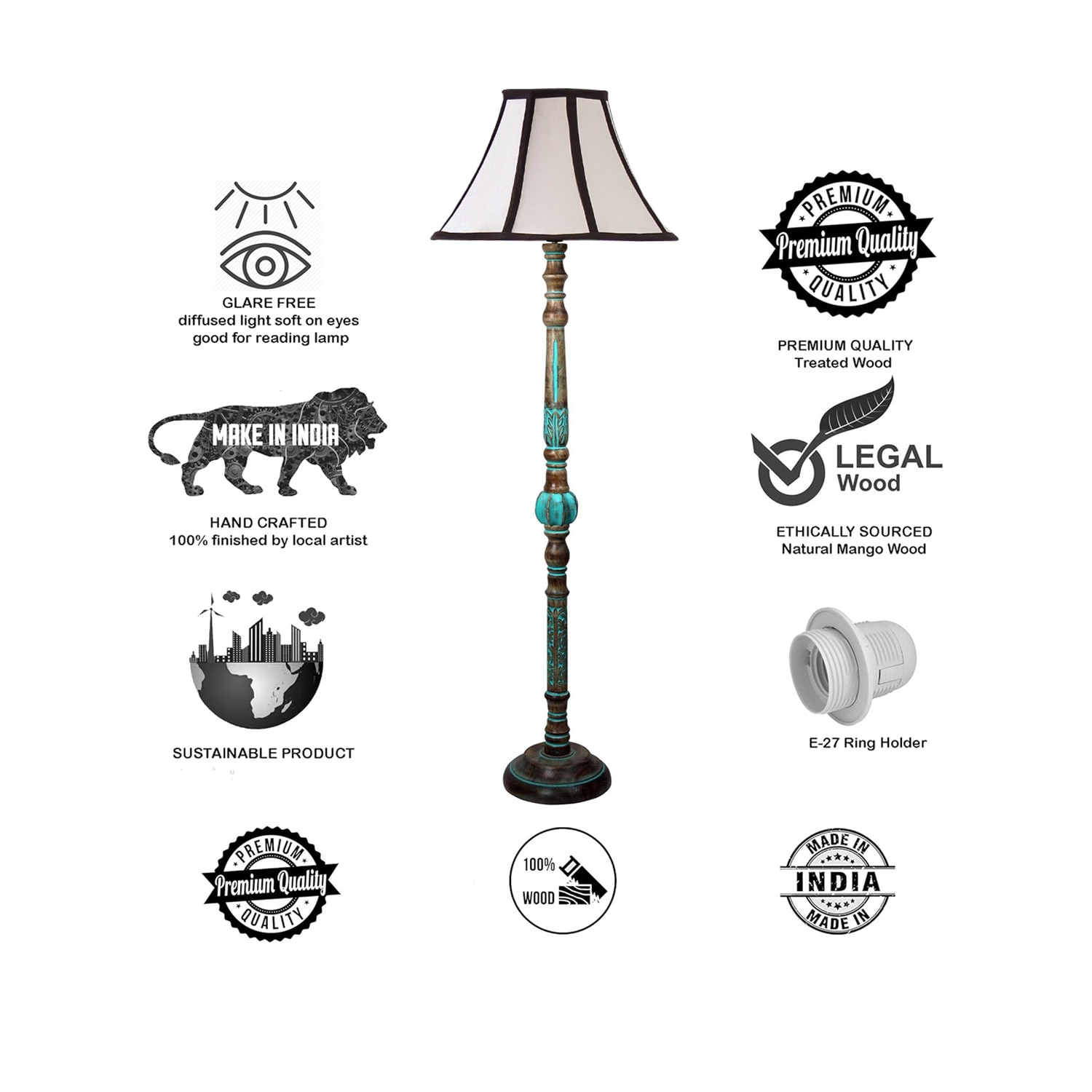Devansh Wooden Floor Lamp