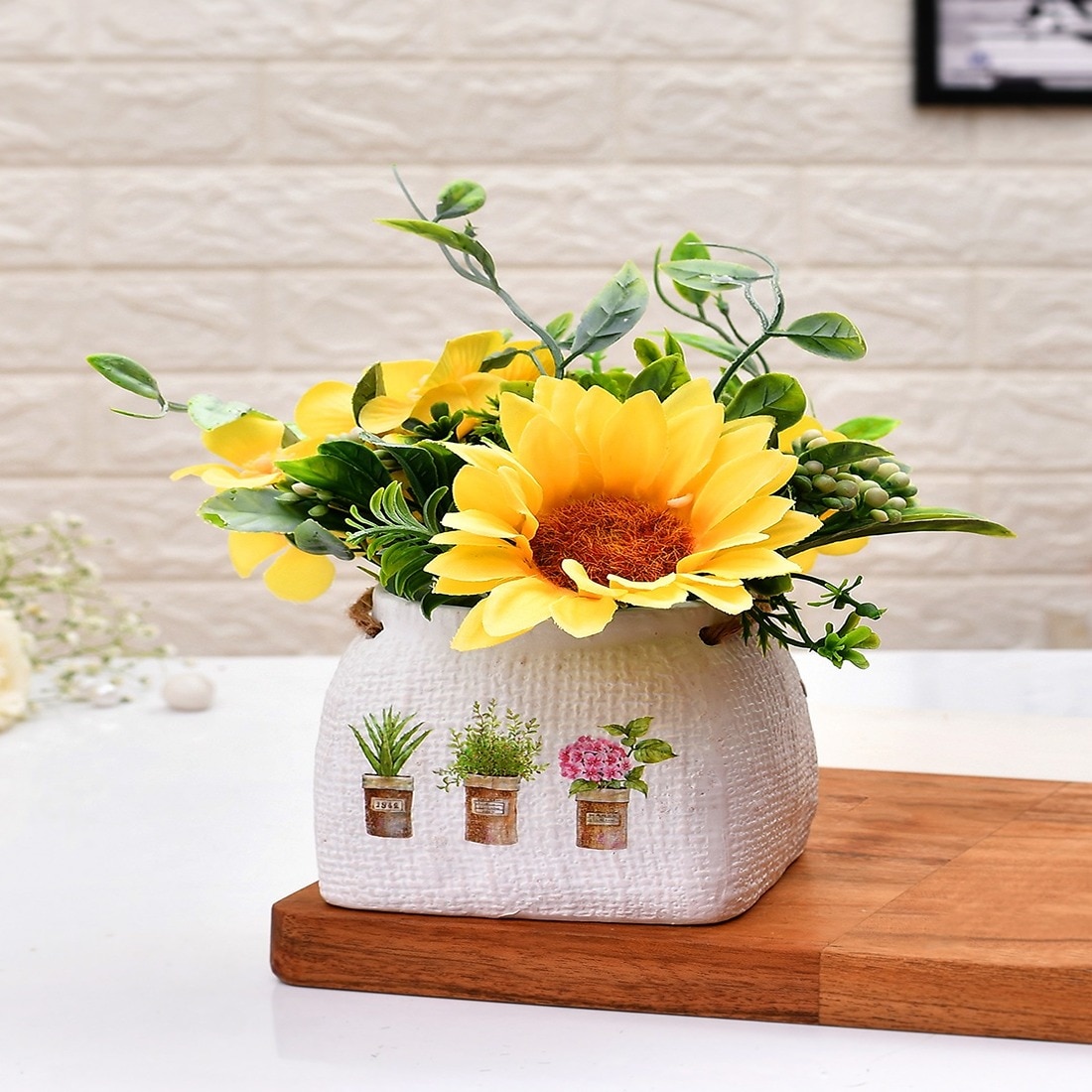Artificial Sunflower With Ceramic Pot
