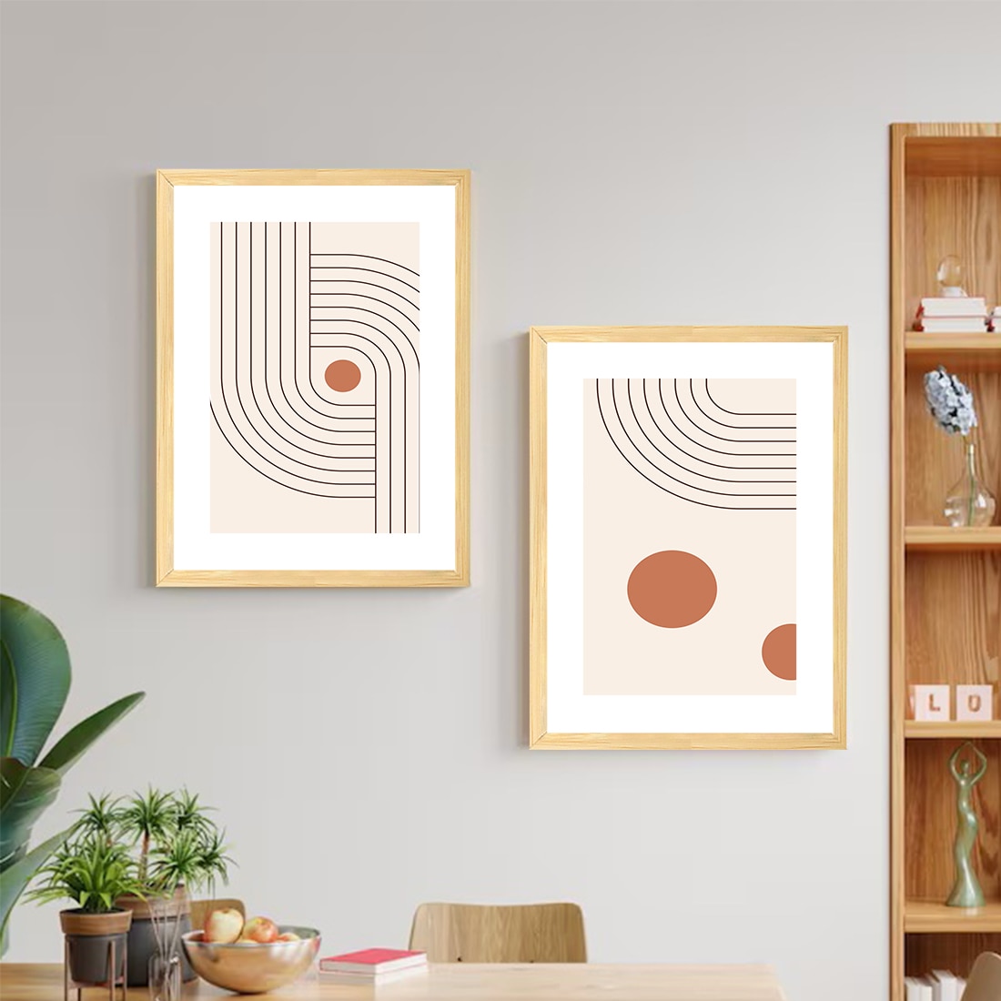 Boho Geometric Abstract Set of 2 Framed Posters Wall Art 45x60 cm - Art Street