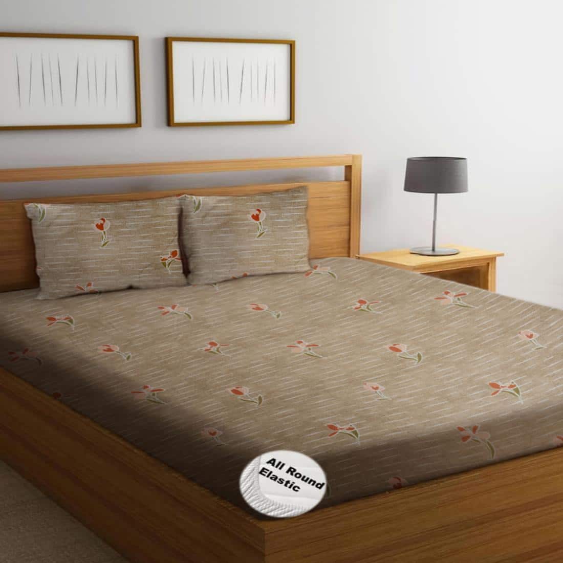 High Quality Cotton mix Double bed Fitted Bedsheets 250cmsx 230 cms ( Pillows 46 x 49 cms)